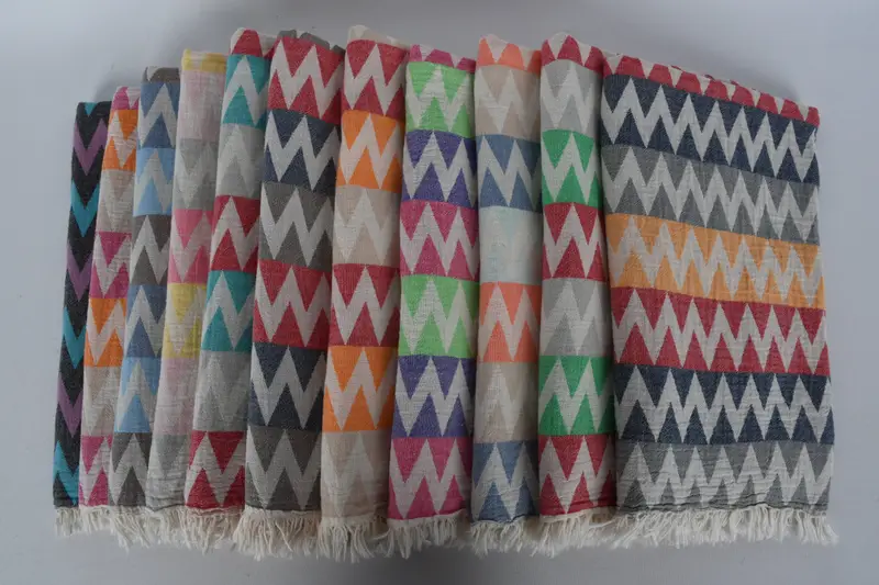 Sand-Resistant Peshtemal, Bridesmaid Gifts Personalized, Organic Turkish towel, 70x40 Cotton Zigzag Design Towel, Travel towel, Gifts For Him - 3