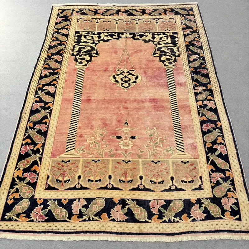 Pembe ve Sarı Halı, 0,4x6,3 ft Çizgili Geometrik Tasarım