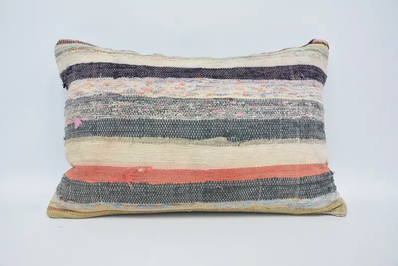 Kilim Cushion Sham, Vintage Kilim Throw Pillow, Bright Pillow Cover, Pillow Case, 16x24 Green Pillow Sham, Pillow for Sofa - 1
