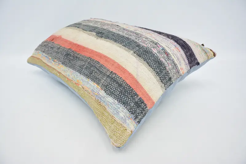 Kilim Cushion Sham, Vintage Kilim Throw Pillow, Bright Pillow Cover, Pillow Case, 16x24 Green Pillow Sham, Pillow for Sofa - 6