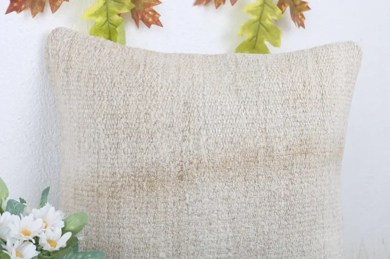 Gift Pillow, 14x14 White Pillow, Farmhouse Cushion Case, Antique Pillows, Turkish Kilim Pillow, Pillow Cover, Comfy Throw Pillow Case - 5
