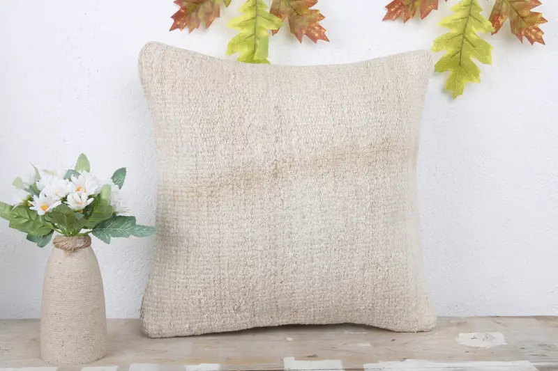 Gift Pillow, 14x14 White Pillow, Farmhouse Cushion Case, Antique Pillows, Turkish Kilim Pillow, Pillow Cover, Comfy Throw Pillow Case - 2