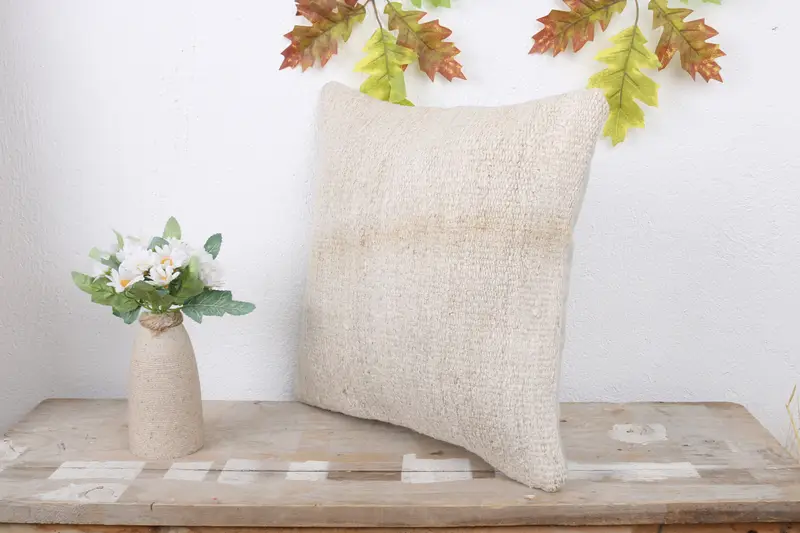 Gift Pillow, 14x14 White Pillow, Farmhouse Cushion Case, Antique Pillows, Turkish Kilim Pillow, Pillow Cover, Comfy Throw Pillow Case - 4