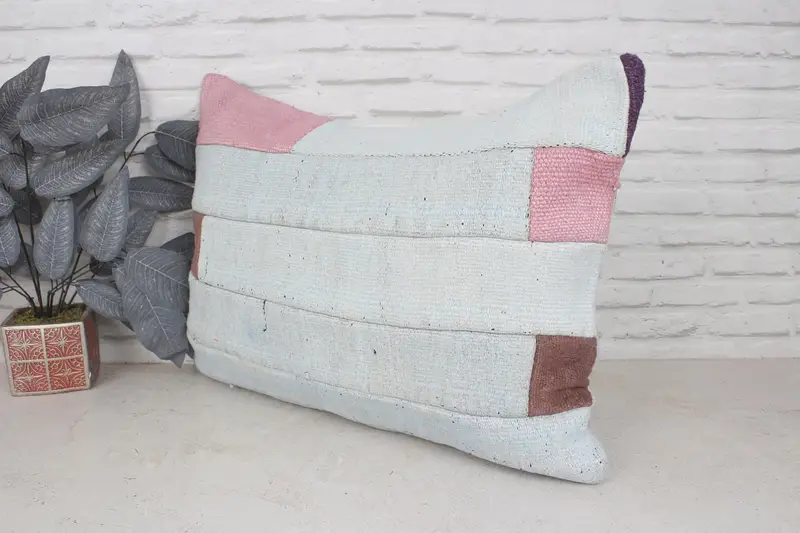 Southwestern Cushion Case, Pillow Case, Vintage Pillow, Pillow for Sofa, Sustainable Pillow Cover, Handmade Kilim Cushion, 20x28 Green Pillow Case - 4