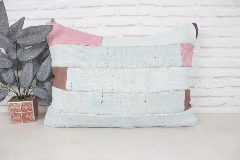 Southwestern Cushion Case, Pillow Case, Vintage Pillow, Pillow for Sofa, Sustainable Pillow Cover, Handmade Kilim Cushion, 20x28 Green Pillow Case - 1