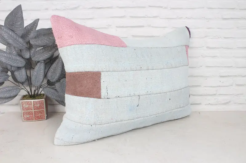 Southwestern Cushion Case, Pillow Case, Vintage Pillow, Pillow for Sofa, Sustainable Pillow Cover, Handmade Kilim Cushion, 20x28 Green Pillow Case - 3