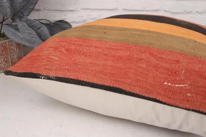 Turkish Kilim Pillow, 20x20 Red Cushion Cover, Cushion, Boho Chic Cushion Cover, Boho Pillow, Kilim Pillow Cover, Designer Throw Pillow - 6