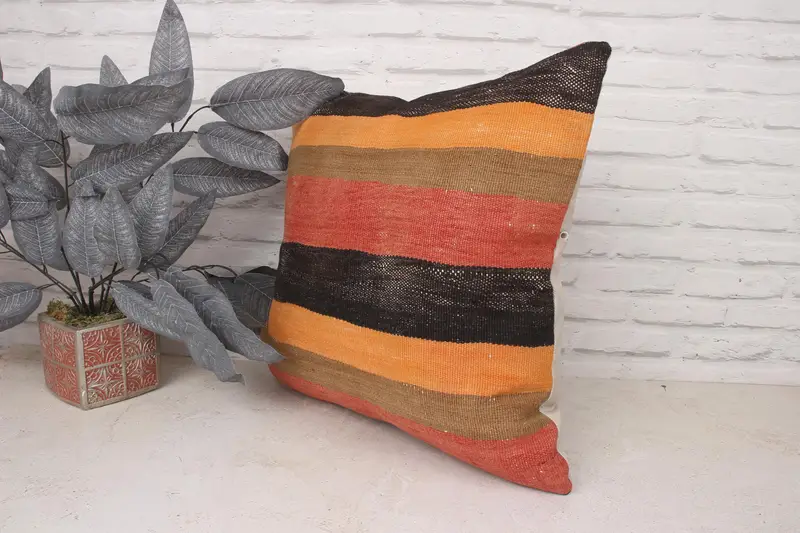 Turkish Kilim Pillow, 20x20 Red Cushion Cover, Cushion, Boho Chic Cushion Cover, Boho Pillow, Kilim Pillow Cover, Designer Throw Pillow - 4