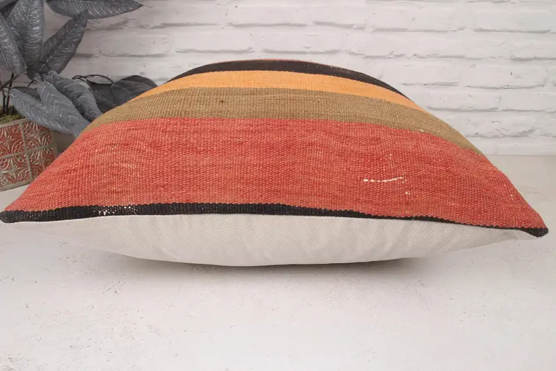 Turkish Kilim Pillow, 20x20 Red Cushion Cover, Cushion, Boho Chic Cushion Cover, Boho Pillow, Kilim Pillow Cover, Designer Throw Pillow - 5