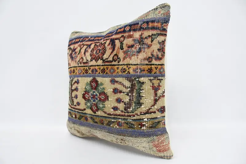 Pillow, Antique Pillows, 18x18 Beige Cushion Cover, Turkish Pillow, Armchair Pillow Cover, Cotton Pillow Sham, Gift Pillow, Ethnic Pillow - 4