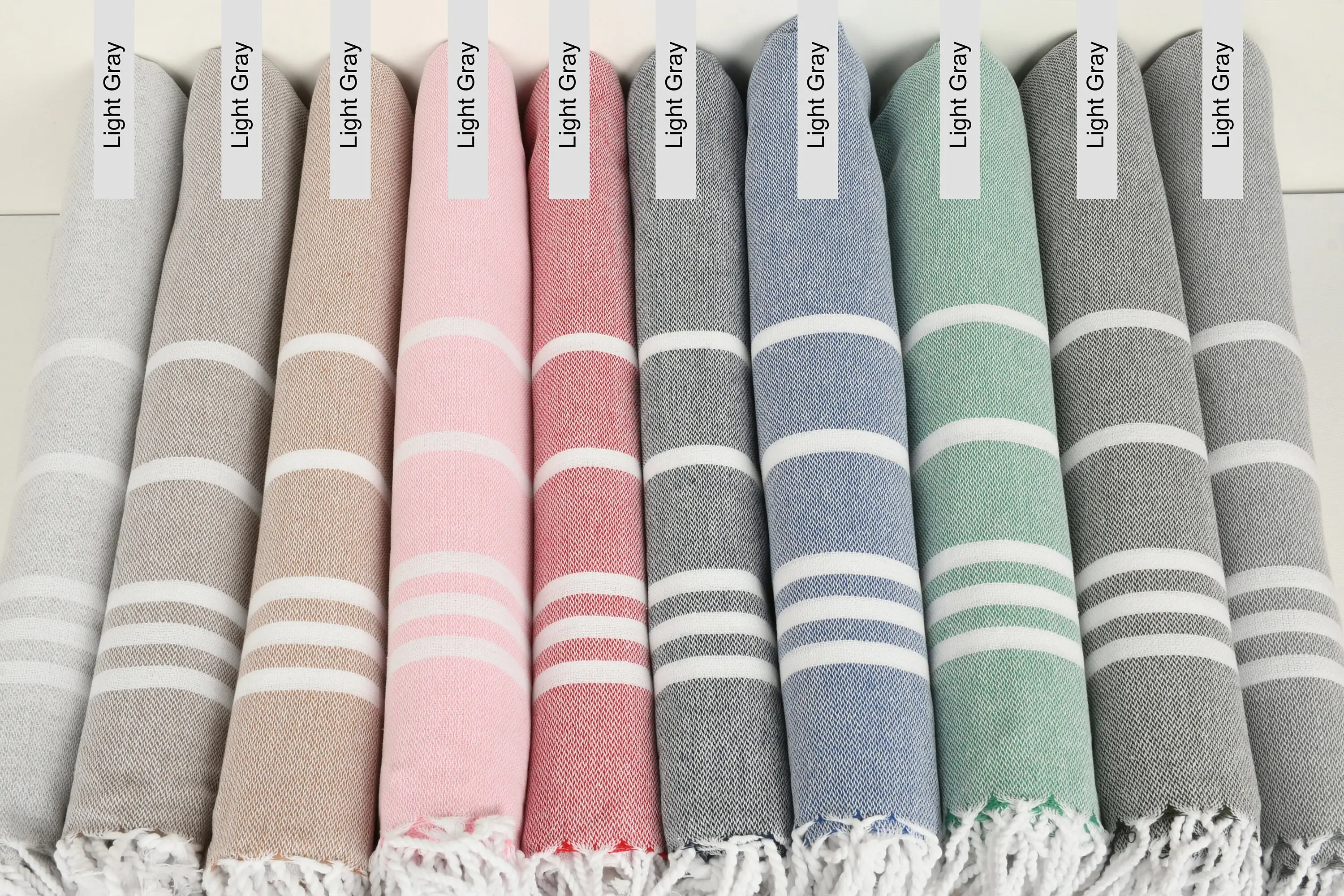Bathroom Towel Striped Organic Cotton Beige, 40x71 Inches - 1
