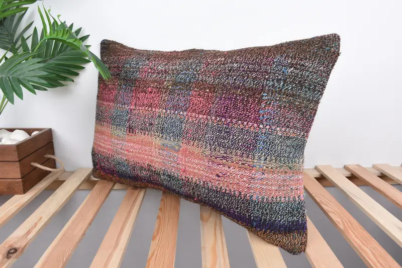 Boho Pillow, Turkish Kilim Pillow, 16x24 Pink Pillow Cover, Accent Pillow Case, Cushion Case, Antique Pillows, Sofa Pillow Cover - 5