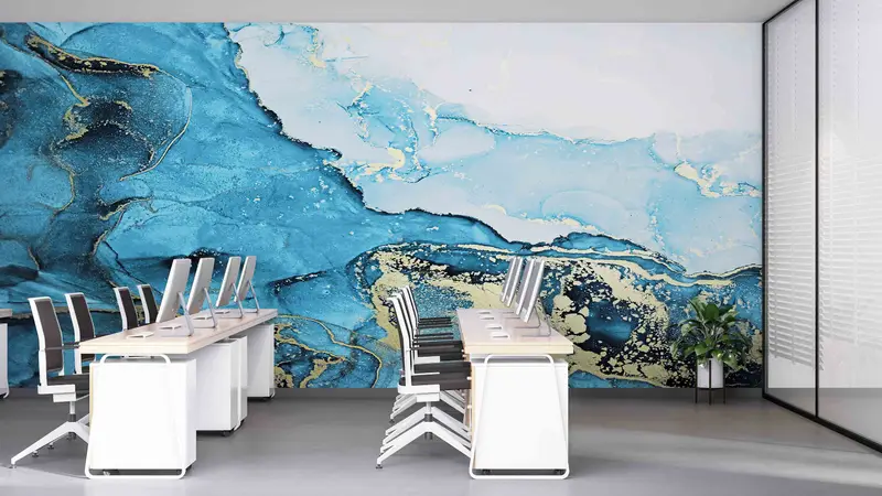 Peel and Stick, Blue Tones Marble Wallpaper, Gift For House, Paper Art, Marble Wall Paper, 3D Printing, Blue Wall Mural, Luxury Wallpaper, - 6