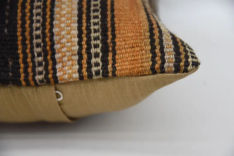 Gift Pillow, Cushion Case, Natural Cushion, Turkish Corner Pillow, Kilim Cushion Sham, 12x20 Brown Pillow Cover, Ethnical Kilim Rug Pillow - 6