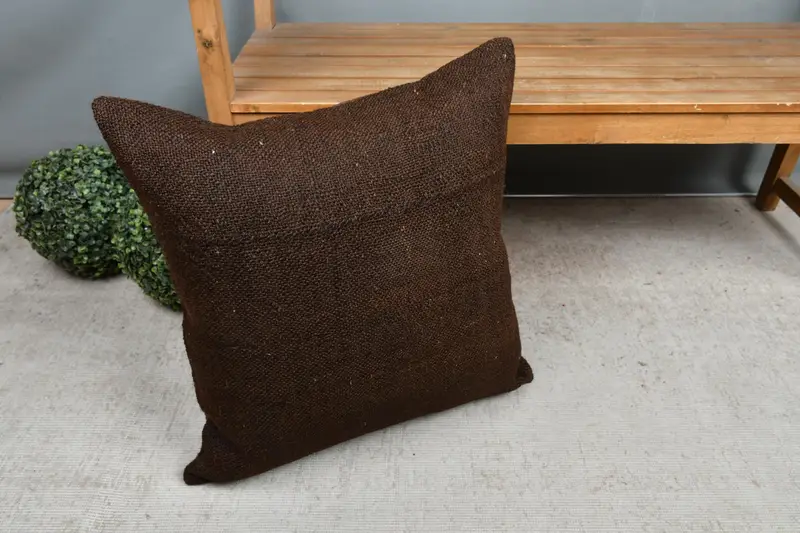Cushion Case, Meditation Cushion Cover, Pillow for Couch, 24x24 Brown Pillow, Vintage Pillow, Home Decor Pillow, Turkish Rugs Pillow Cover - 7