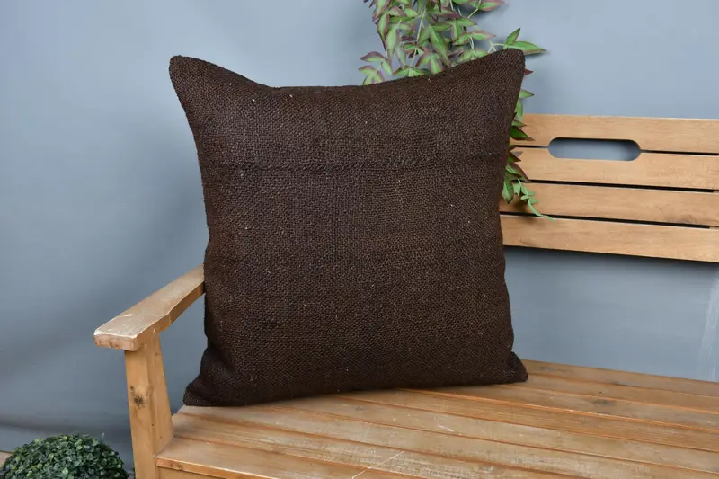 Cushion Case, Meditation Cushion Cover, Pillow for Couch, 24x24 Brown Pillow, Vintage Pillow, Home Decor Pillow, Turkish Rugs Pillow Cover - 1