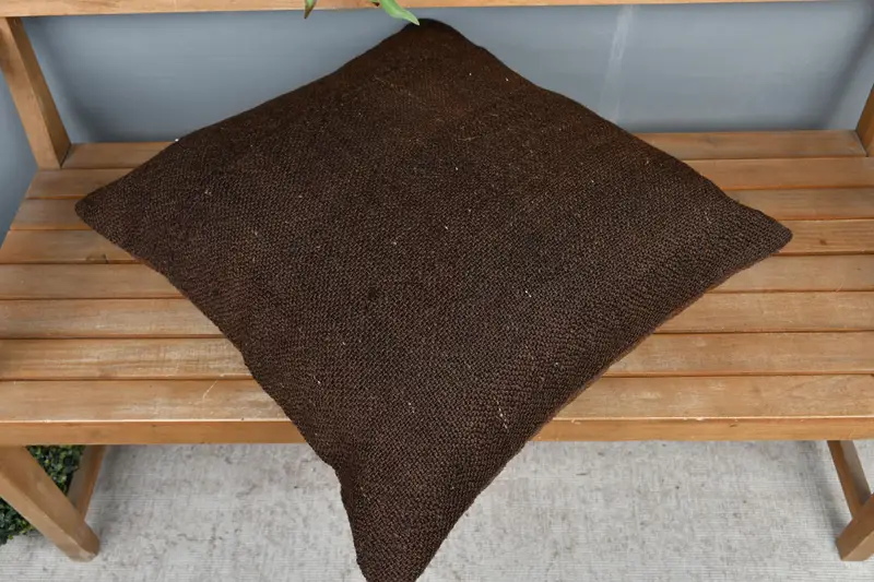 Cushion Case, Meditation Cushion Cover, Pillow for Couch, 24x24 Brown Pillow, Vintage Pillow, Home Decor Pillow, Turkish Rugs Pillow Cover - 2