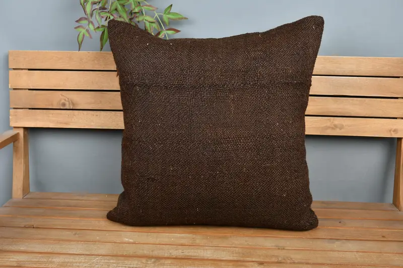 Cushion Case, Meditation Cushion Cover, Pillow for Couch, 24x24 Brown Pillow, Vintage Pillow, Home Decor Pillow, Turkish Rugs Pillow Cover - 6