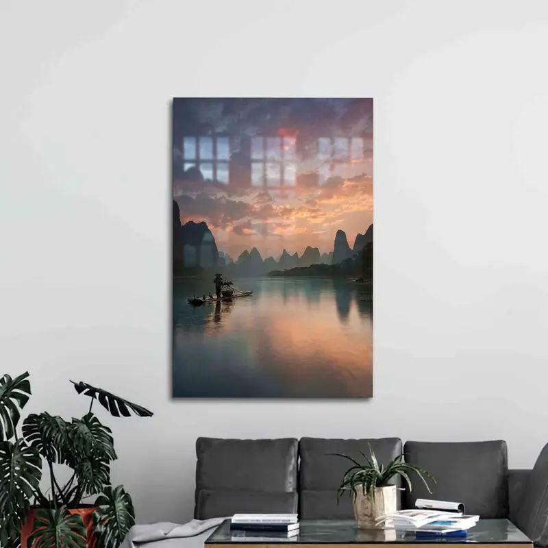 Baskılı Cam: Guilin Serenity Manzarası - Zarif Doğa Tasarımı