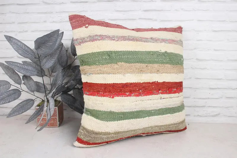 Pillow, Kilim Pillow Cover, Nautical Throw Pillow Case, Antique Pillows, Pillow for Couch, 24x24 Beige Pillow, Shabby Chic Pillow Sham - 3