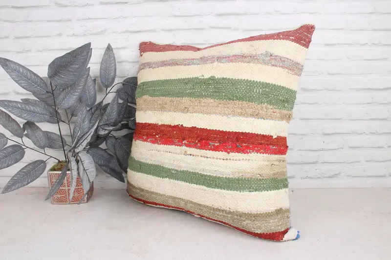 Pillow, Kilim Pillow Cover, Nautical Throw Pillow Case, Antique Pillows, Pillow for Couch, 24x24 Beige Pillow, Shabby Chic Pillow Sham - 4