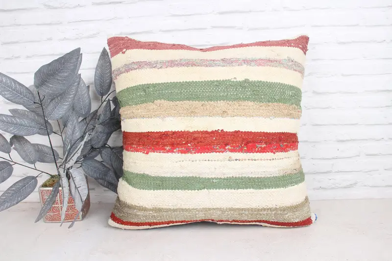 Pillow, Kilim Pillow Cover, Nautical Throw Pillow Case, Antique Pillows, Pillow for Couch, 24x24 Beige Pillow, Shabby Chic Pillow Sham - 1