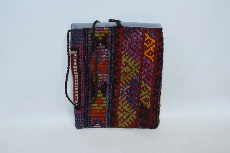 アールデコ調ウールショルダーバッグ ジッパー付き キリムバッグ