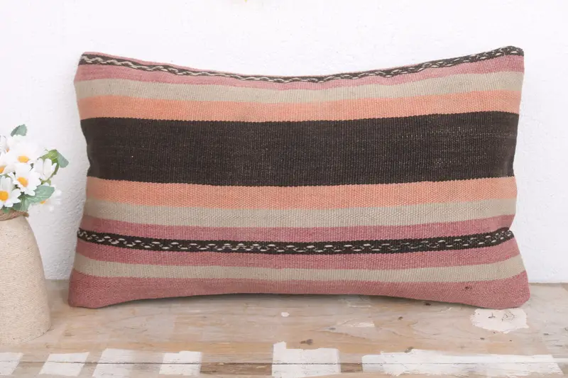 Neutral Throw Cushion, Art Deco Pillow Cover, Cushion, Pillow for Couch, Turkish Kilim Pillow, Gift Pillow, 12x20 Beige Cushion - 2