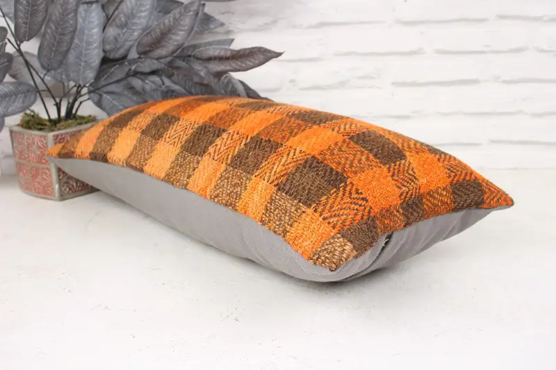 Throw Kilim Pillow, Luxury Pillow, Boho Pillow Sham Cover, Outdoor Throw Cushion, Christmas Pillow, 12x24 Brown Pillow, Turkish Kilim Pillow, Pillow - 6