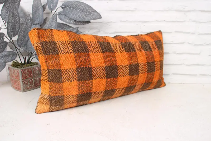 Throw Kilim Pillow, Luxury Pillow, Boho Pillow Sham Cover, Outdoor Throw Cushion, Christmas Pillow, 12x24 Brown Pillow, Turkish Kilim Pillow, Pillow - 3