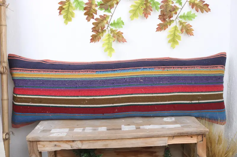 16x48 Blue Pillow Case, Patio Cushion Case, Home Decor Pillow, Indoor Pillow, Pillow Sham, Gift Pillow, Vintage Kilim Throw Pillow - 2