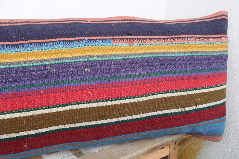 16x48 Blue Pillow Case, Patio Cushion Case, Home Decor Pillow, Indoor Pillow, Pillow Sham, Gift Pillow, Vintage Kilim Throw Pillow - 4