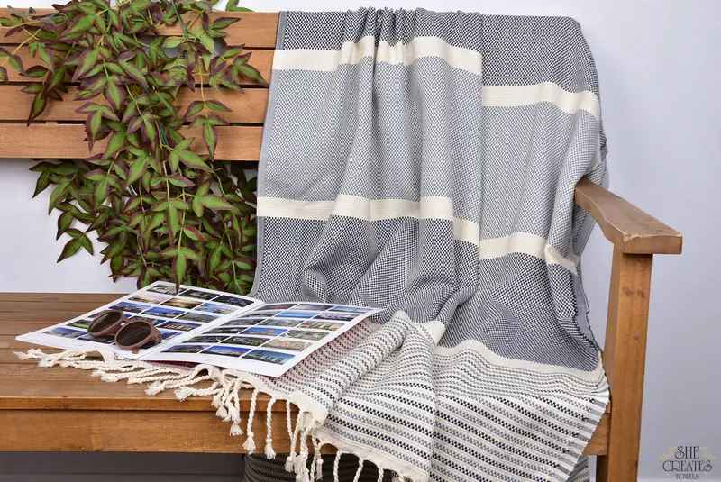 Personalized Towel, 70x40 Cotton Geometric Towel, Bride Gift, Soft organic Turkish peshtemal for luxury spa use, Cotton towel, Beach Towel Bulk - 3
