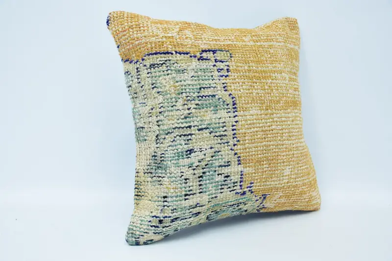 Knitted Cushion Cover, Pillow Case, Wholesale Pillow Case, Turkish Pillow, Vintage Kilim Throw Pillow, 18x18 Yellow Cushion Case, Antique Pillows - 3