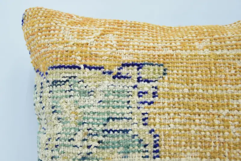 Knitted Cushion Cover, Pillow Case, Wholesale Pillow Case, Turkish Pillow, Vintage Kilim Throw Pillow, 18x18 Yellow Cushion Case, Antique Pillows - 2