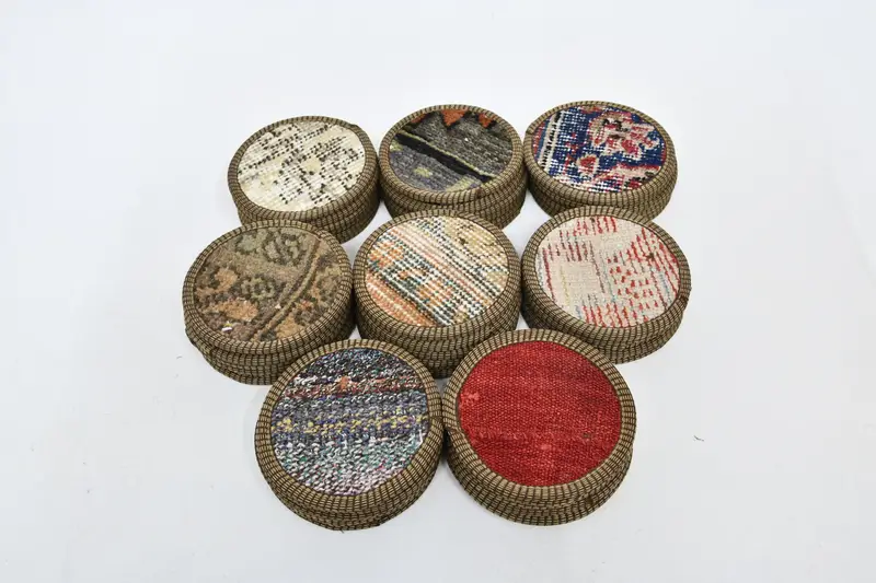 Juego de posavasos redondos con estampado bohemio, posavasos tejidos étnicos