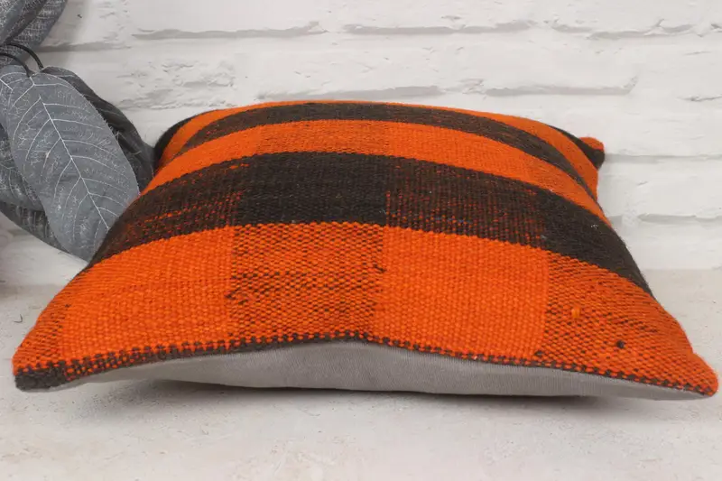 14x14 Orange Cushion, Gift Pillow, Ottoman Pillow Case, Boho Pillow Sham Cover, Pillow Case, Armchair Pillow, Home Decor Pillow - 5