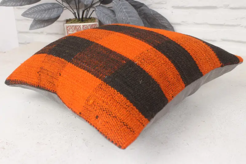 14x14 Orange Cushion, Gift Pillow, Ottoman Pillow Case, Boho Pillow Sham Cover, Pillow Case, Armchair Pillow, Home Decor Pillow - 6