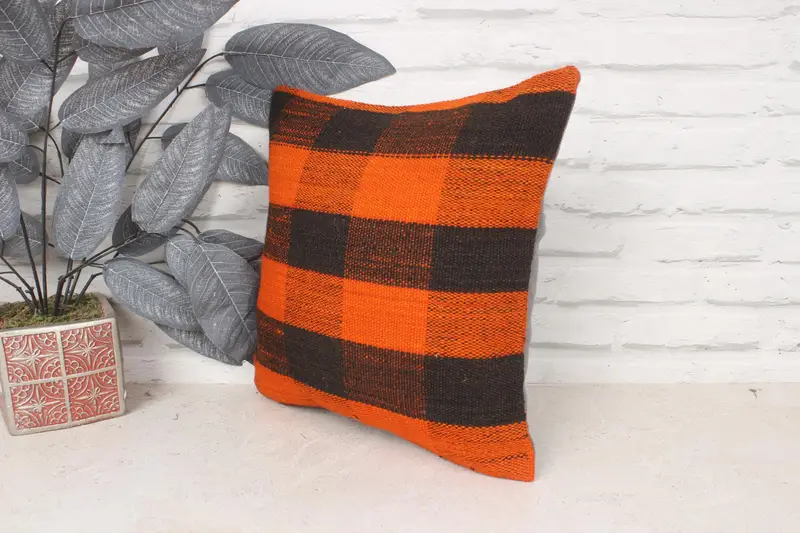14x14 Orange Cushion, Gift Pillow, Ottoman Pillow Case, Boho Pillow Sham Cover, Pillow Case, Armchair Pillow, Home Decor Pillow - 4
