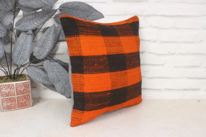 14x14 Orange Cushion, Gift Pillow, Ottoman Pillow Case, Boho Pillow Sham Cover, Pillow Case, Armchair Pillow, Home Decor Pillow - 3