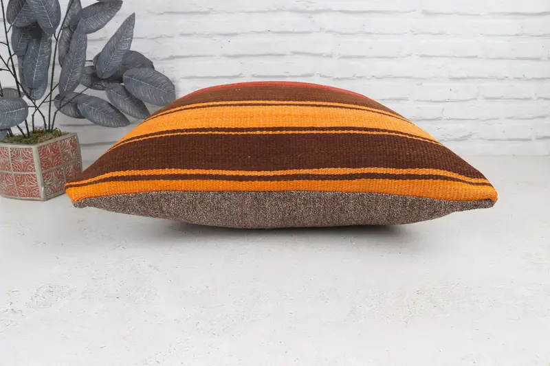 Pillow for Sofa, Turkish Kilim Pillow, Rustic Cushion, Pillow Case, 22x22 Bronze Cushion Cover, Vintage Pillow, Pattern Throw Pillow Case - 6