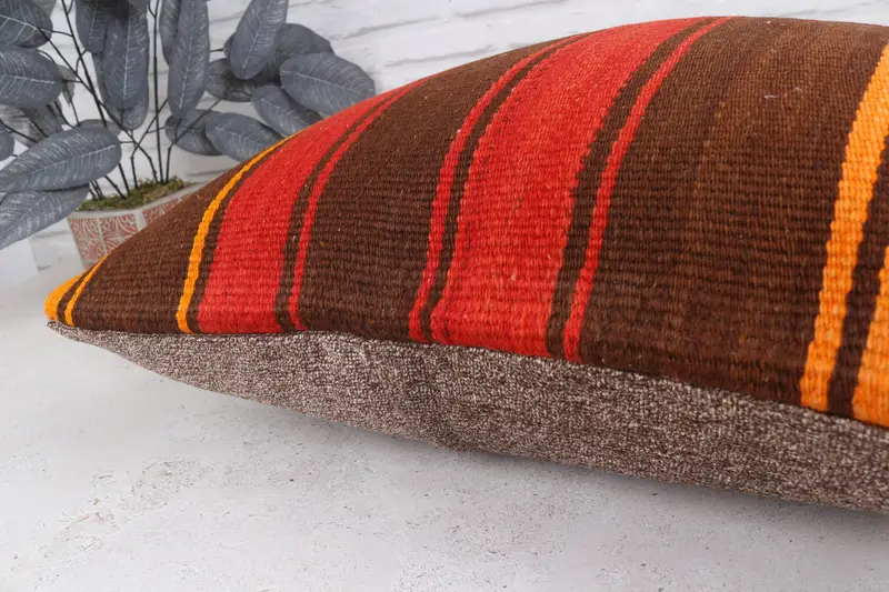 Pillow for Sofa, Turkish Kilim Pillow, Rustic Cushion, Pillow Case, 22x22 Bronze Cushion Cover, Vintage Pillow, Pattern Throw Pillow Case - 8