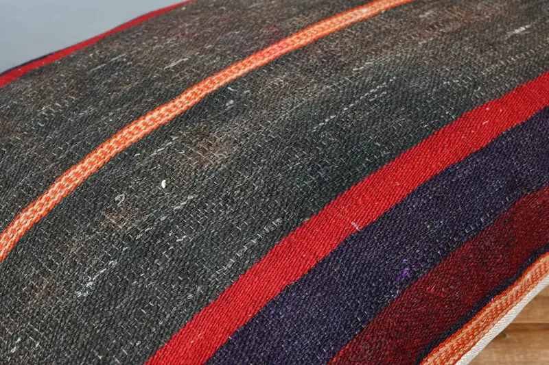 Turkish Kilim Pillow, Boho Pillow, Outdoor Throw Cushion, Sustainable Pillow Cover, 16x24 Gray Cushion Case, Pillow Sham, Gift Pillow - 3