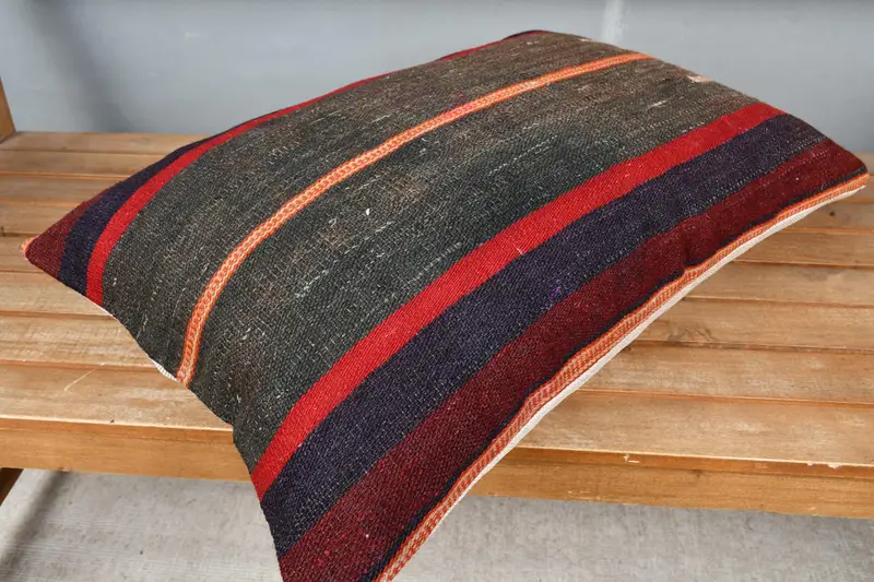 Turkish Kilim Pillow, Boho Pillow, Outdoor Throw Cushion, Sustainable Pillow Cover, 16x24 Gray Cushion Case, Pillow Sham, Gift Pillow - 2