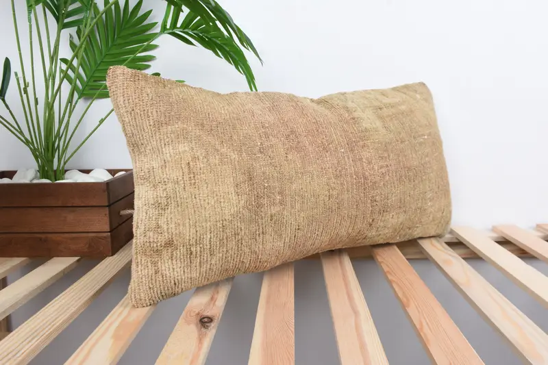 Pillow Case, Boho Pillow, 12x24 Brown Pillow Sham, Ethnical Kilim Rug Pillow, Vintage Kilim Pillow - 4