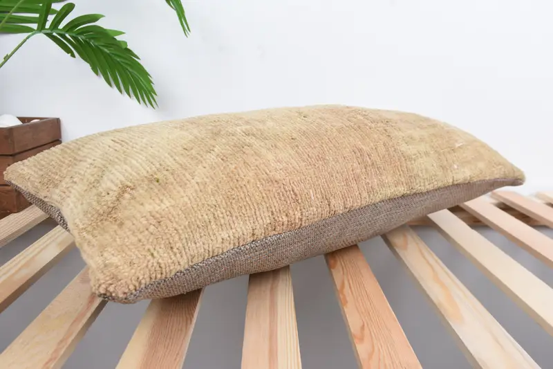 Pillow Case, Boho Pillow, 12x24 Brown Pillow Sham, Ethnical Kilim Rug Pillow, Vintage Kilim Pillow - 2