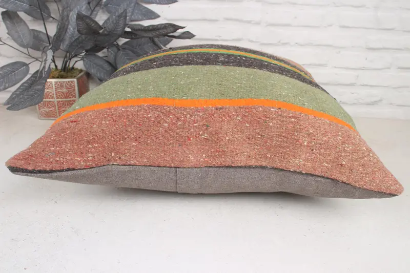 Pet Cushion, Cushion, Vintage Kilim Pillow Cushion, Handmade Kilim Cushion, Ethnical Kilim Rug Pillow, 20x20 Green Cushion Case, Antique Pillows - 5