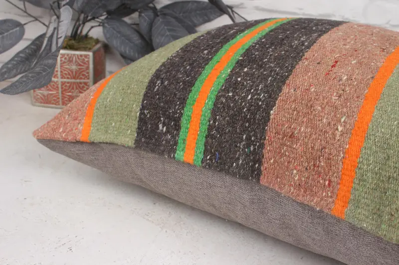 Pet Cushion, Cushion, Vintage Kilim Pillow Cushion, Handmade Kilim Cushion, Ethnical Kilim Rug Pillow, 20x20 Green Cushion Case, Antique Pillows - 7