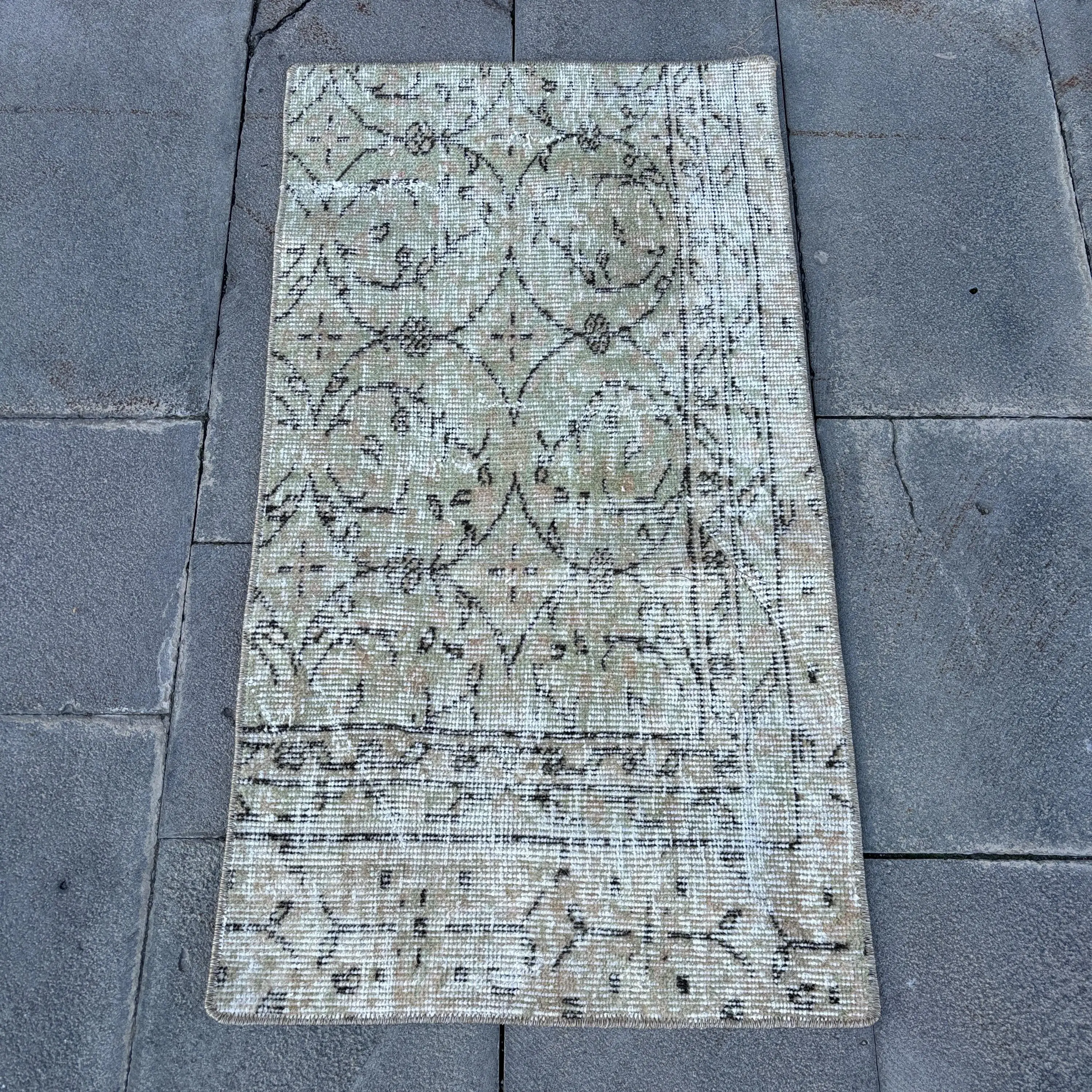 Vintage Rug, 1.8x3.3 ft Small Turkish Rug, Gray Black Rug - 1