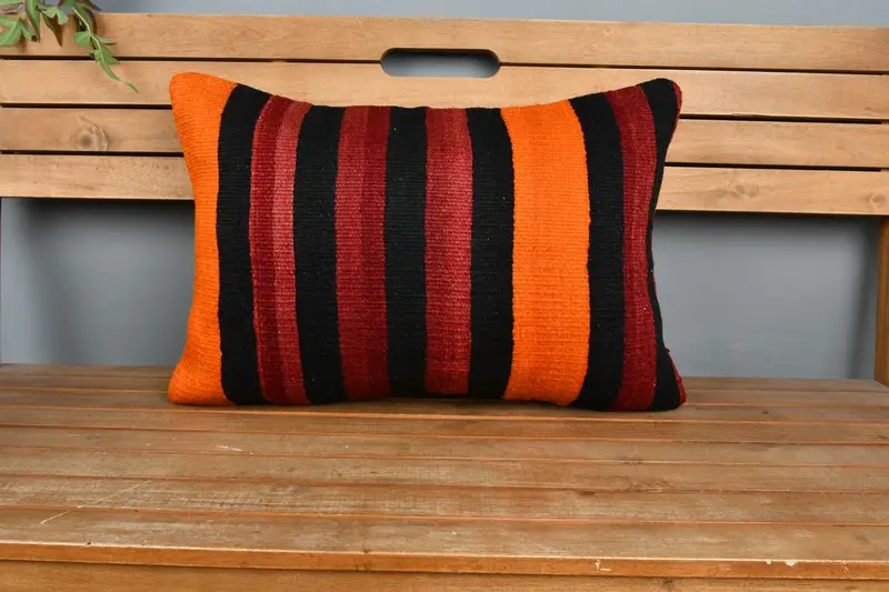 Office Chair Pillow Cover, Turkish Kilim Pillow, 16x24 Red Pillow Cover, Vintage Kilim Throw Pillow, Kilim Pillow Cover, Pillow Case - 6